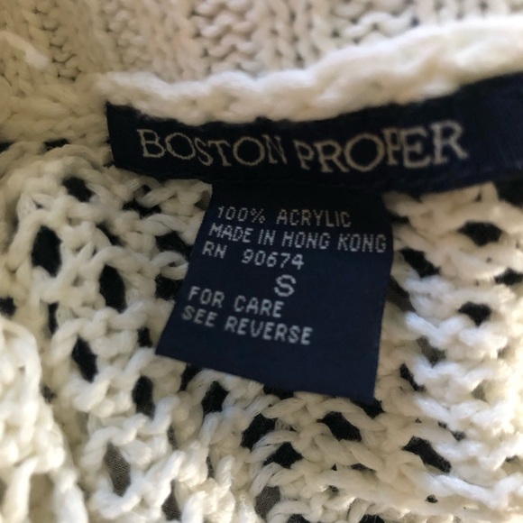 Boston Proper Open Loose Weave V~ Neck Sweater Sz. S Cream Spring Summer Casual - Picture 6 of 6